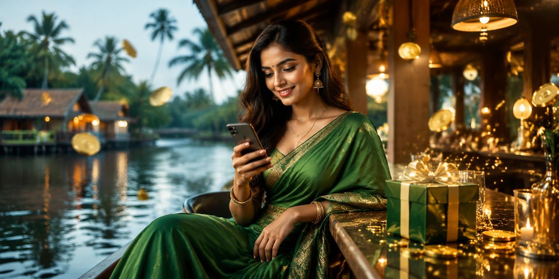 Indian woman checking lottery results on mobile